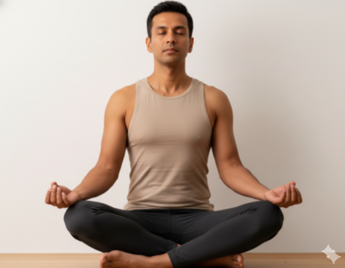 Indian professional practicing mindfulness and mental focus